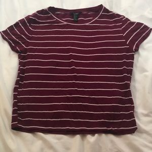 Forever 21 Striped maroon crop top